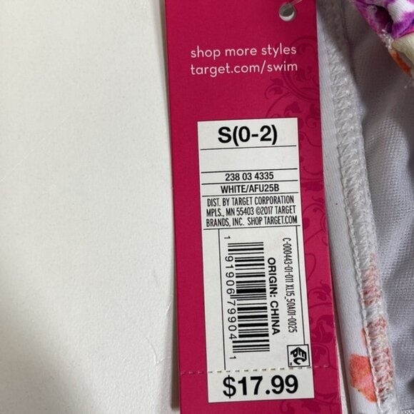 Xhilaration White Purple Floral Cheeky High Waist Bikini Bottom - Picture 9 of 9